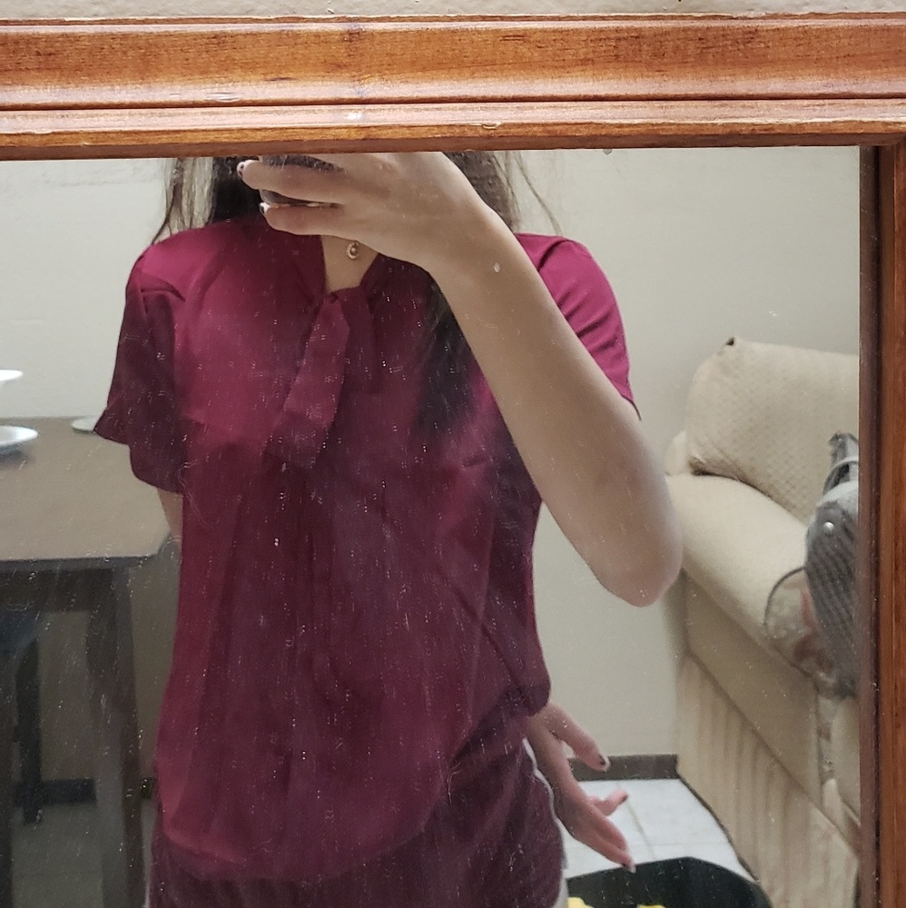 Brad new with tag red blouse with ribbon